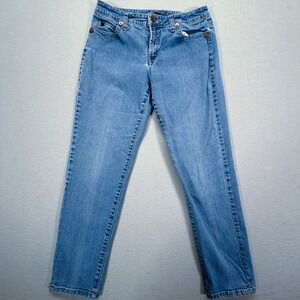 Jeanstar Straight Leg Jeans Womens 12 Good Blue Medium Wash Stretch Denim